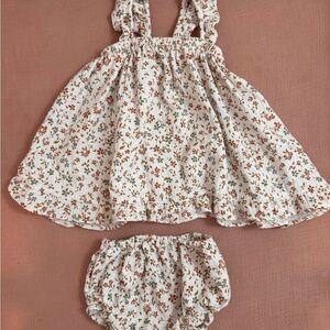 Quincy Mae Floral Diaper Cover Set - Cream and Brown
